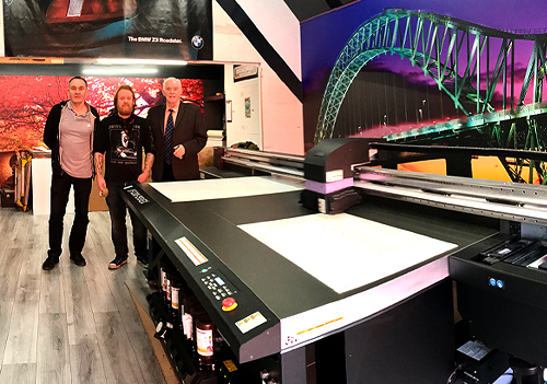 Steve Goodfellow, Chris Goodfellow and John Goodfellow at Abbi Sign with a Mimaki JFX200-2513EX from CMYUK