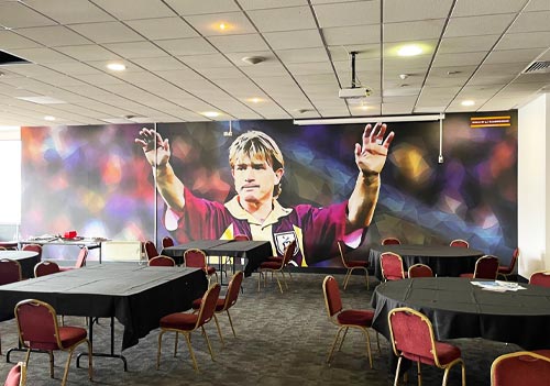Mural wall at Bradford City AFC using Gecko Greyback PVC-free Kavalan