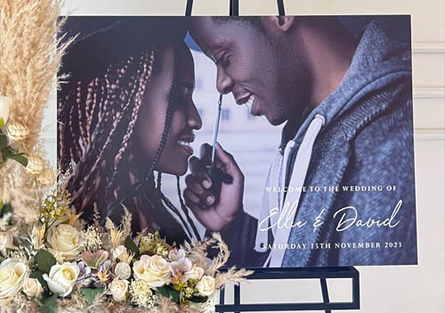 The Lux Group wedding signage printed on a Mimaki JFX200-2513 EX UV LED flatbed printer from CMYUK