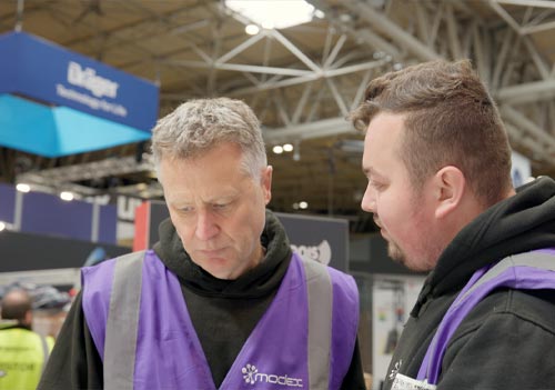 Rob Brooks (L) and Conor Ferguson on-site at the NEC 