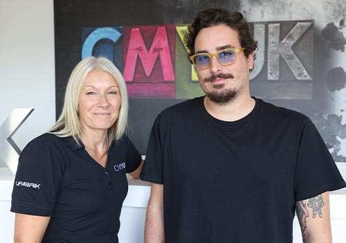 Sue Hayward, Commercial Director, CMYUK, with Ettore Briccoli Pontiggia,  International Sales Manager, Neolt
