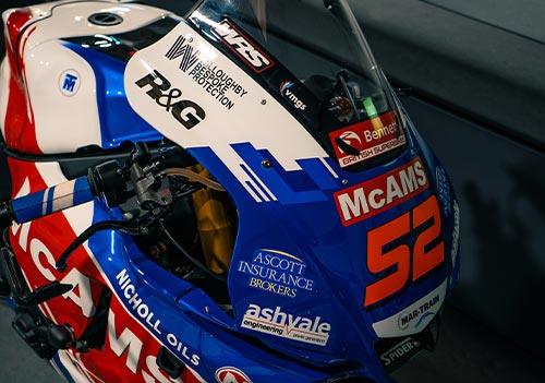 A liveried bike for the MCAMS Yamaha Racing British Superbike Team.
